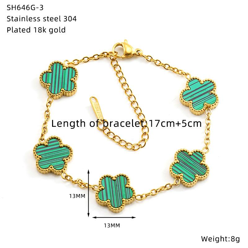 Браслет-цветок с пятью лепестками, браслет из нержавеющей стали с титановым покрытием, двусторонний, на удачу, темпераментный