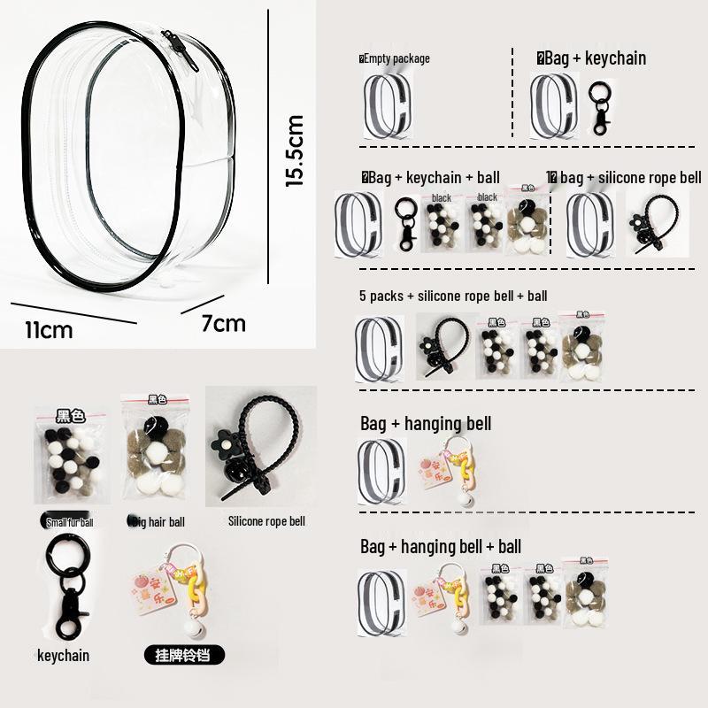 15СМ Ita Bag Labubu: Прозрачный ПВХ переноска для кукол второго поколения с двойной молнией