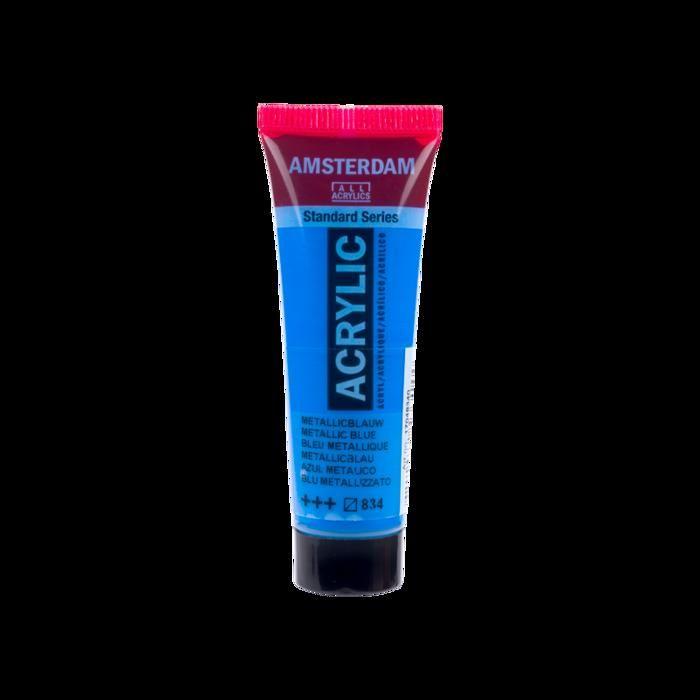 Peinture acrylique - Amsterdam - Bleu métallique - 20ml - Finition satinée
