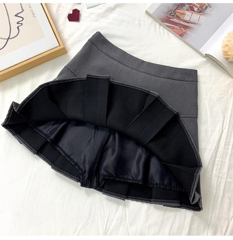 Women's Gray Pleated High-Waist A-Line Skirt - 2024 Spring Trendy & Slim Design
