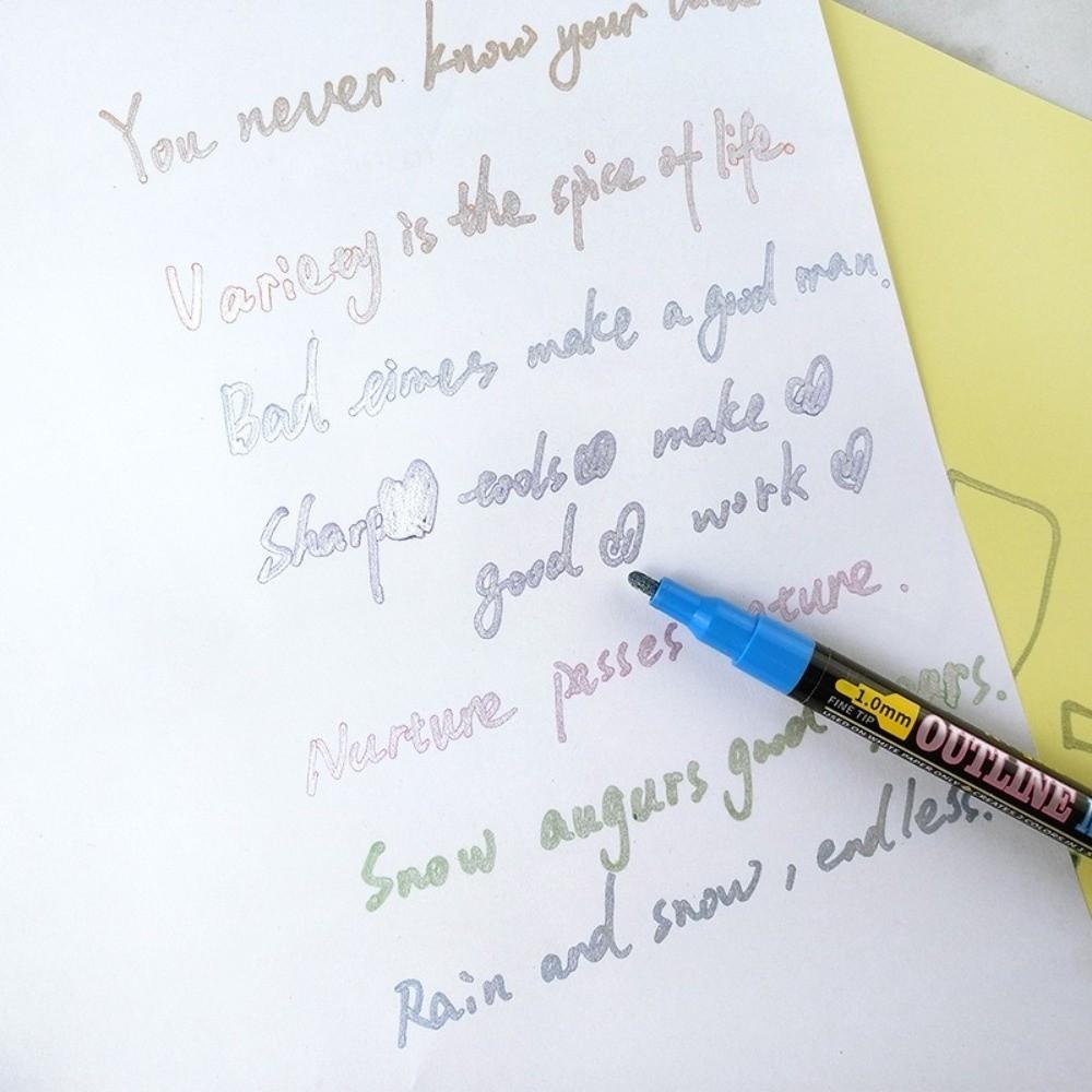 Multicolour Dual-Line Highlighter DIY Acrylic Paint Pens New Metallic Paint Markers  Glass Ceramic