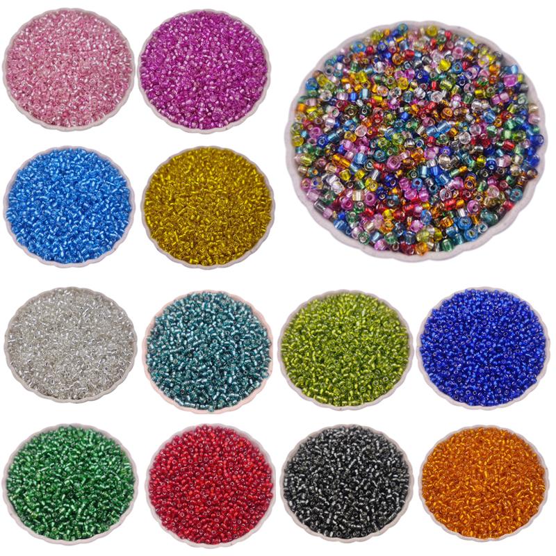 High Quality Silver Plated Seed Glass Beads 3mm 4mm Mini Candy Color Loose Beads DIY Jewelry Making For Necklace Bracelet Pendant