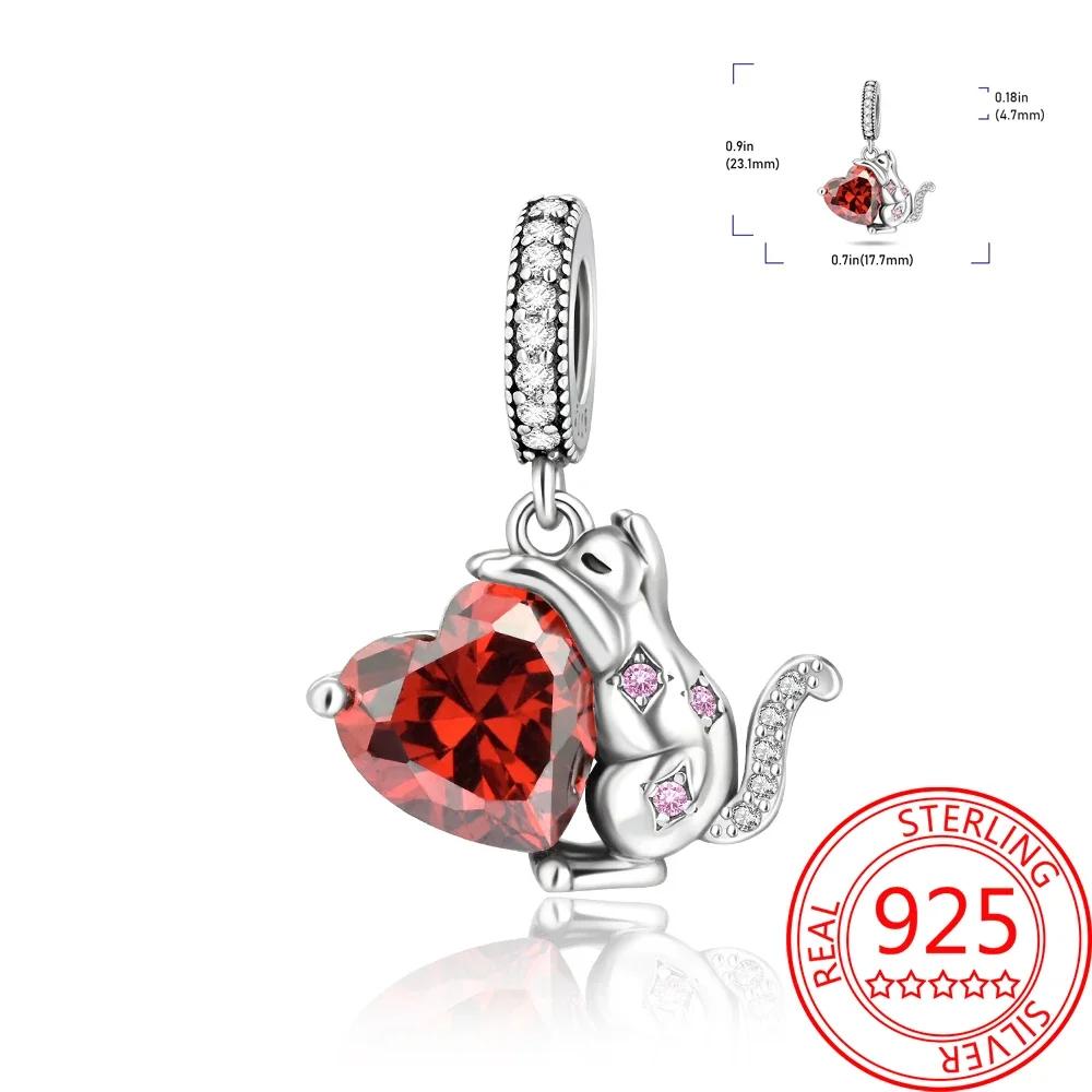 Exquisite Copper Little Monkey Embracing Red Heart Pendant Fit Bracelet Necklaces Party Pairing With Handmade Gifts