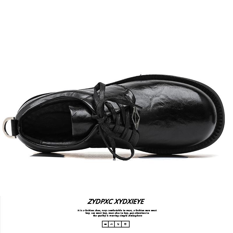 Туфли дерби Niche с большой головкой, мужские, в британском стиле, черные, с круглой головкой, на платформе, маленькие кожаные туфли, универсальные, модные туфли для поездок на работу 155155-E