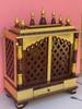 Wooden Temple | Brass Wall Pooja Mandir-Handicraft Pooja Stand Temple with Intricate Bells,Desk Storage Drawers | Home Office Religion Decor