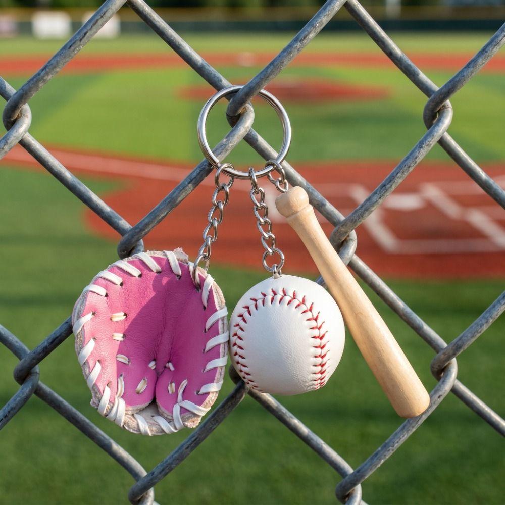 PU Leather Bag Hanging Personalized Baseball Pendant Funny Car Key Ring Sporty Accessories