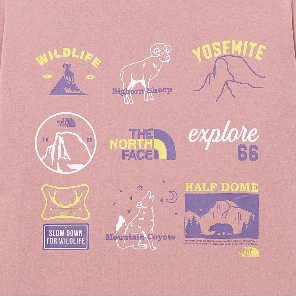 The North Face Men White Label Adventure Short Sleeve Round Tee Grayish Pink Nt7