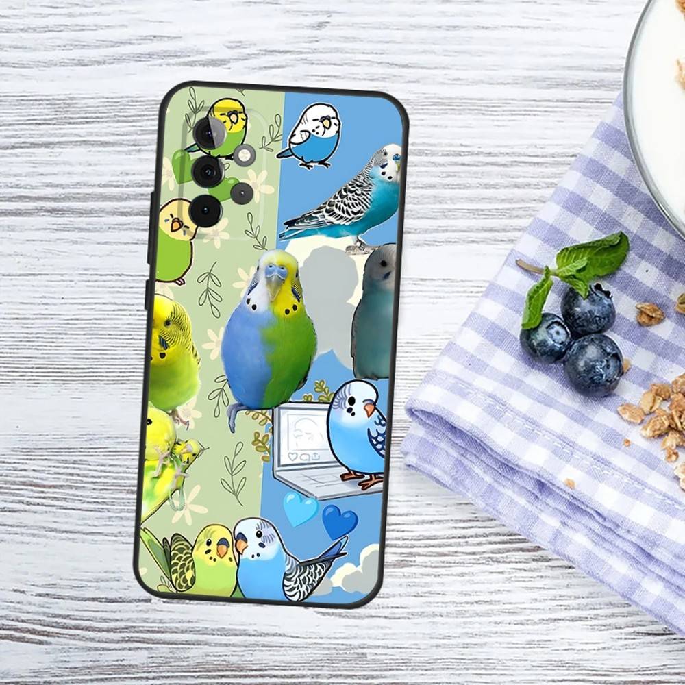 Chubby Cockatiel Parrot Bird Phone Case For Samsung Galaxy A13,A21s,A22,A31,A32,A52,A53,A71,A80,A91 Soft Black Phone Cover