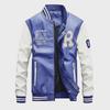 Men's Casual PU Leather Baseball Jacket, Stand Collar, Spring/Autumn 2019 Trendy Style, 7701