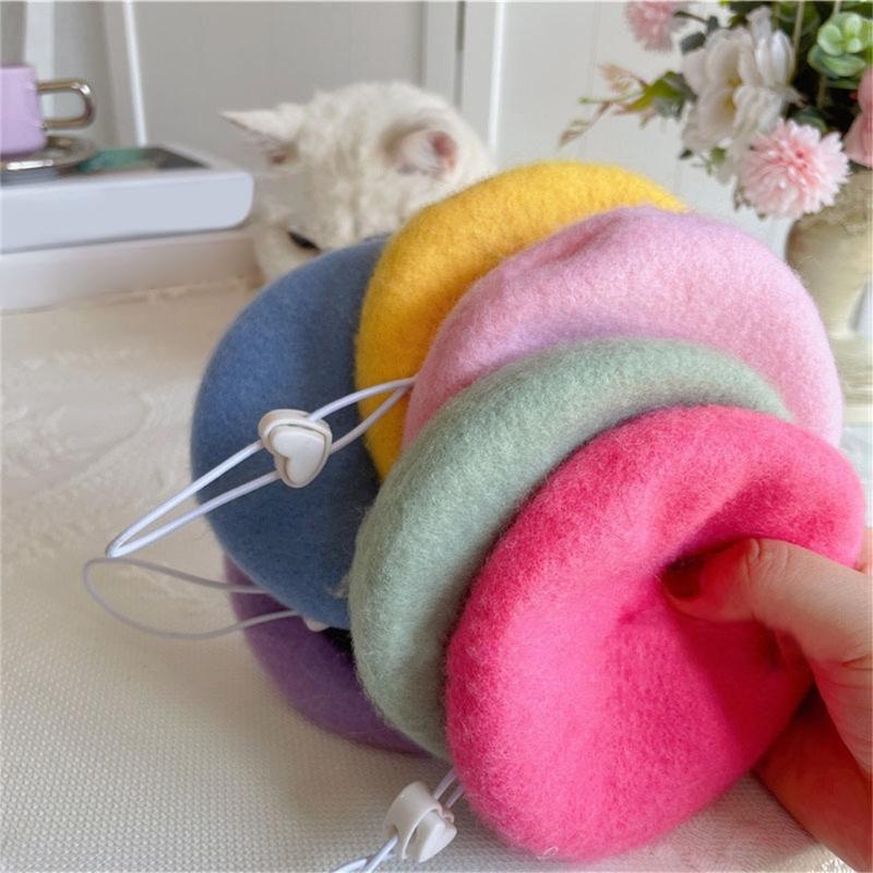 Creative Pet Beret Hat for Cats and Small Dogs Soft Wool Top Caps for Costumes and Holiday Photoshooting Headwears