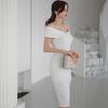 Korean Summer 2023 Women's Off-Shoulder Slim Fit Dress