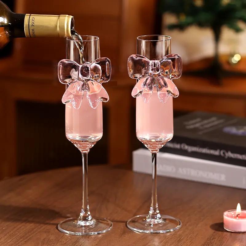 2 Pcs INS Style Crystal Butterfly Wine Glass – Cute Long Stem Goblet for Red Wine, Champagne & Sparkling Drinks
