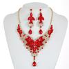 Retro Design Crystal Gemstone Jewelry Set for Women Elegant European Style Necklace Earrings Fashion Daily Accessories