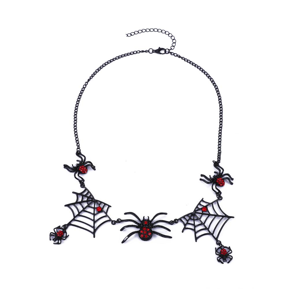 Retro Gothic Black Spider Web Necklace - Halloween Gift