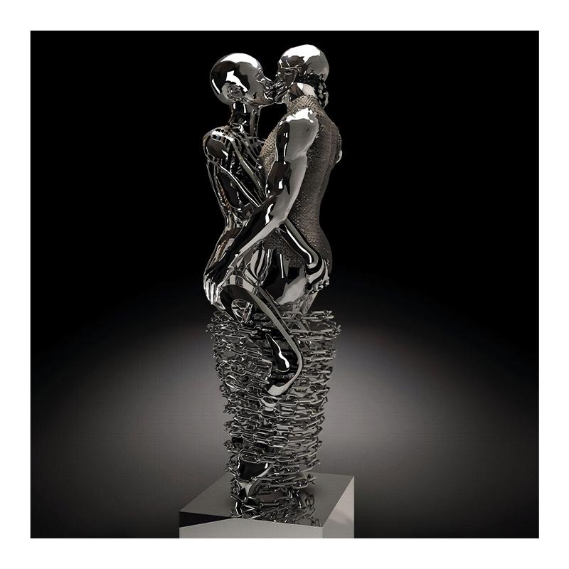 3D Visual Gold Silver Metal Figure Art Statue Canvas Painting Romantic Abstract Posters and Prints Wall Pictures Modern Home Decor for Living Room