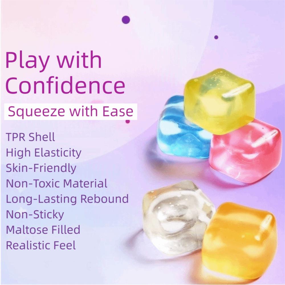 Washable Ice Cube Fidget Toy Soft Resilient Squeeze Cube Toy Gift Ice Cube Sensory Toy Adults
