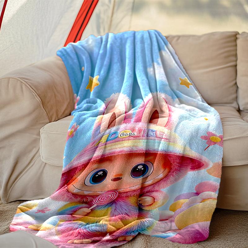 1pc Easy-Care LABUBU Blanket, Perfect for Couch, Bed, Home, Travel & More, Warm & Durable Printed Blanket