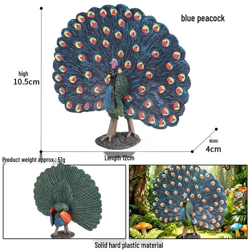 Wild Animal Simulation: Flying Parrot & Peacock Model Toy Ornament for Kids