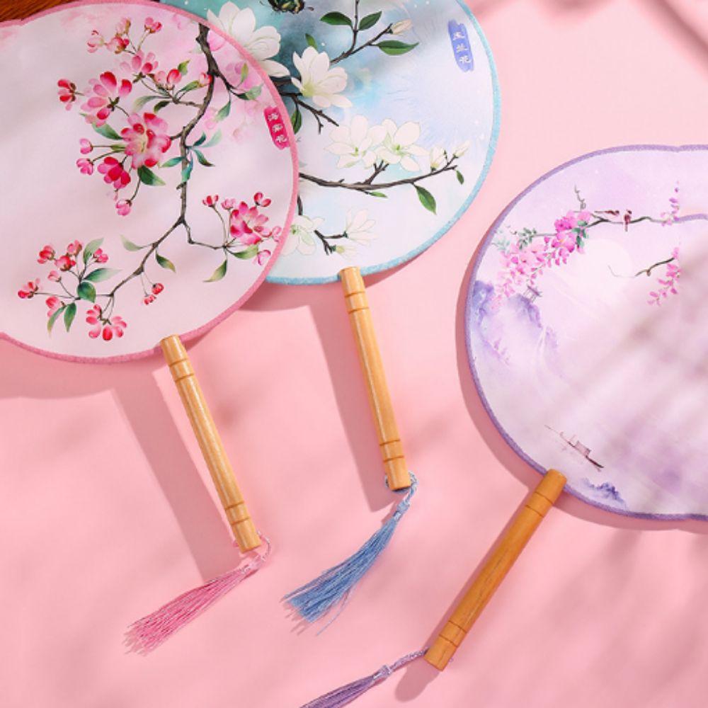 Ancient Round Hand Fan Chinese Style Embroidery Fan Decorative Fans Dance Silk Fan  for Hanfu