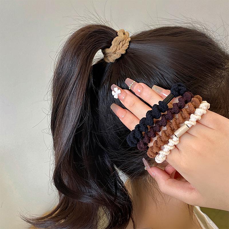 2024 Высокоэластичная прочная резинка для волос для женщин - новый стиль простая резинка для высоких хвостиков