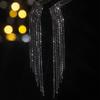 Fashionable Temperament Shiny Full Diamond Long Tassel Earrings Black Match Earrings Women's Earrings 1 Pair