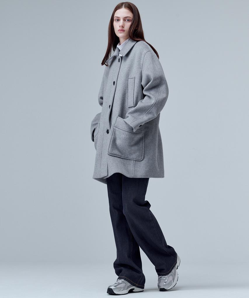 Maloupe 6508 Wool Half Coat (Grey)