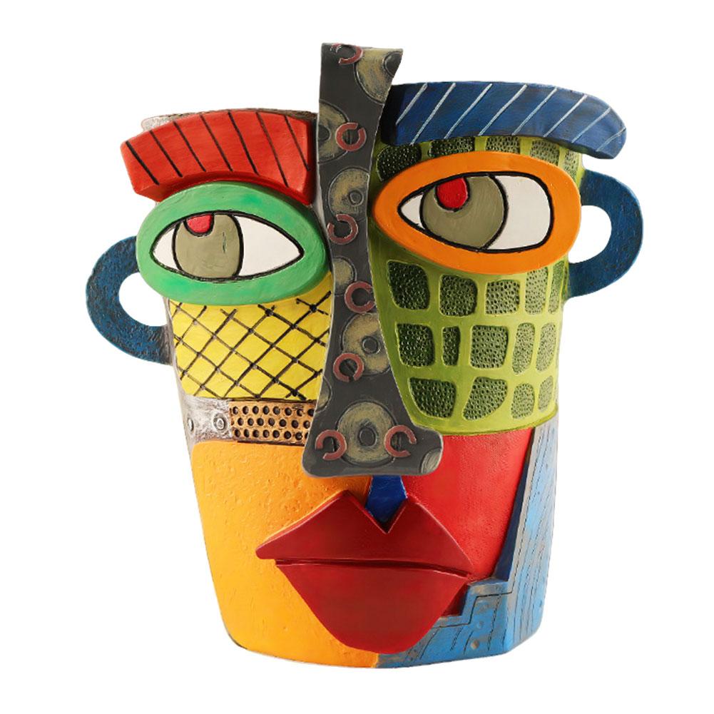 Resin Abstract Beauty Face Flower Pot Abstract Face Flower Pot Colorful Face Abstract Planter for Plant Lover Gift