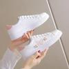 New 2025 Spring Women Leather Breathable Flat Sole Shoes with Leather Lace Up Sports Fashion Casual Little White Shoes Female