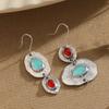 1 пара женских висячих серег, двухслойные гладкие серьги неправильной формы, в стиле ретро, в этническом стиле, соответствующие цветам, женские серьги-крючки, висячие серьги