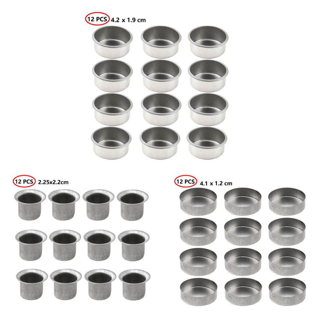 12 Pcs Mini Candle Jars Round Metal Candle Cups Tea Light Tins DIY Tealight Holders Home Decor DIY Handmade Candle Containers