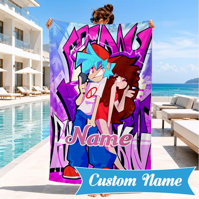 Custom Name Friday night Beach Towel Microfiber Beach Towel, Lightweight and Quick-Dry, for Summer Travel, Swimming Pool Gift