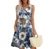 Женские летние платья Свободные сарафаны без рукавов с V-образным вырезом Платье с карманами