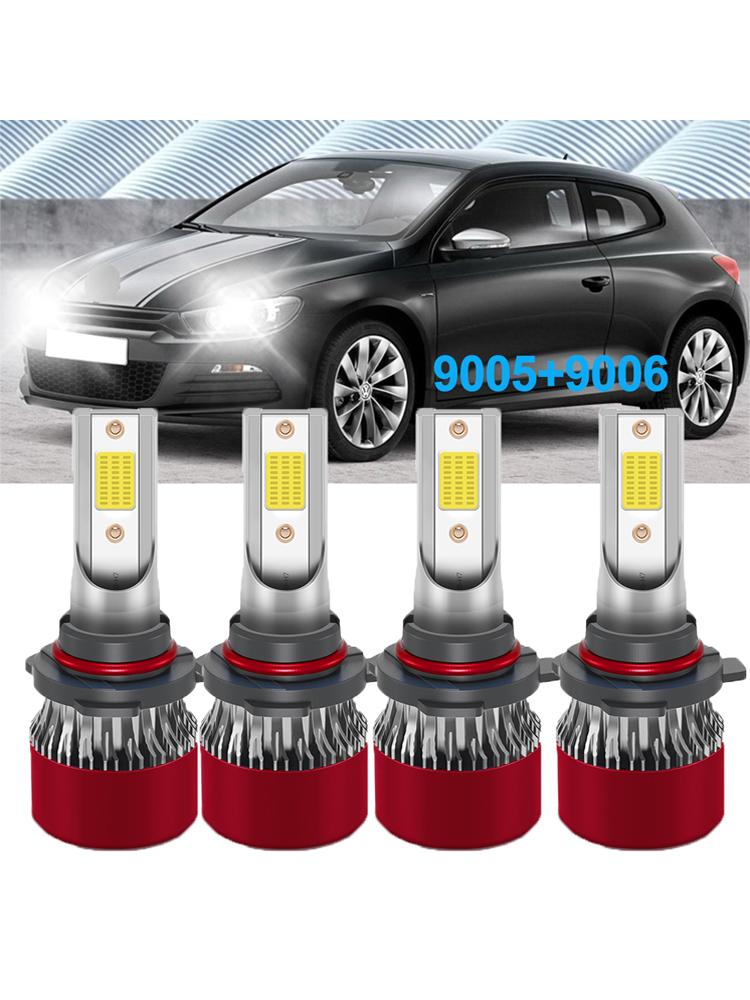 Светодиодная 9005 HB3 9006 HB4 Автомобильная Лампа Фары Яркая 6000K Ходовая Передняя Фара Чипы COB Охлаждающий вентилятор DC12V Автомобильные Лампы