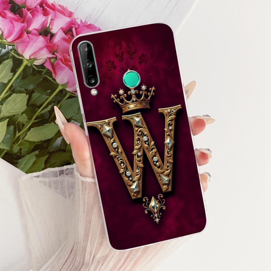 For Huawei Y7p Royal Crown Initial Letter Couple Phone Case For Huawei Y7P 2020 ART-L28 L29 Soft Silicone TPU Covers Bumpers