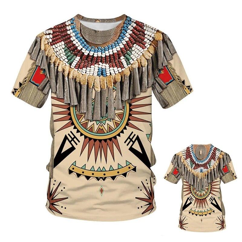 3D мужская футболка в стиле ретро Харадзюку в индийском стиле с графическим принтом и короткими рукавами, летняя повседневная уличная одежда с круглым вырезом, трендовые футболки