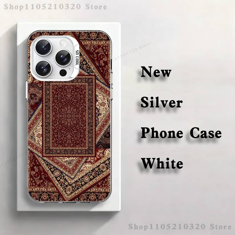 Arab Persian Carpet Floral Phone Case For iPhone 17,16,15,14,13,12,11,Pro,Max,Plus,Mini,XS,SE Anti Fall White Matte Hard Bumper