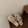 Нежные тапочки с ветром для женщин, летняя одежда, сандалии в стиле ретро, шлепанцы с жемчугом, пляжная обувь