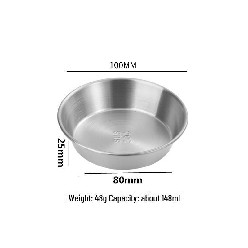 Маленькая круглая тарелка из нержавеющей стали 304 для приправ, стейка, салата или соуса.