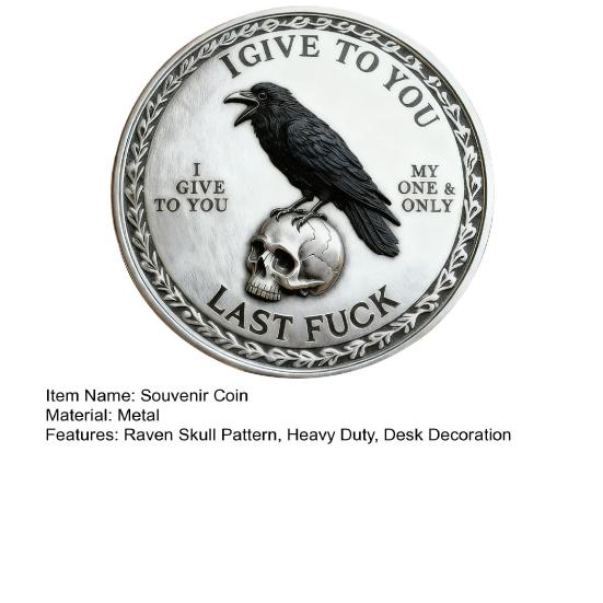 1/2/3/5Pcs Raven Skull Souvenir Coin Heavy Duty Attitude Crow Challenge Coin Token of Freedom and Humor Metal Badge Home Decoration