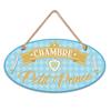 [Q5957] - Golden Blue 'Messages' Wooden Plaque (Chambre Du Petit Prince) - 19. 5x10. 5cm