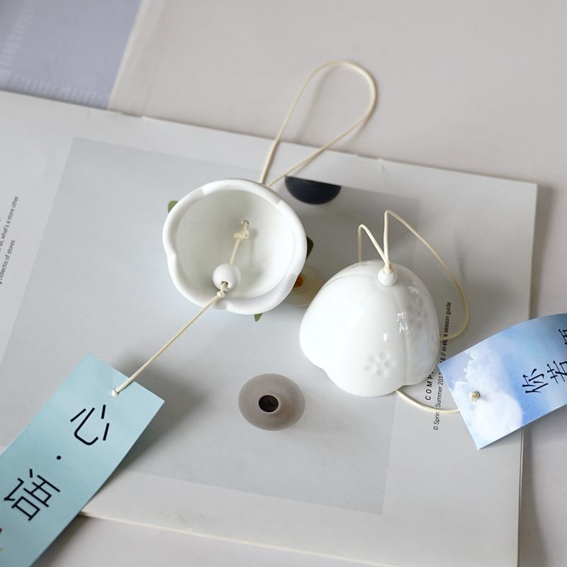 Подвесной колокольчик в японском стиле, тюльпан, керамический колокольчик, цветущая вишня, подвеска ручной работы, украшение для сада