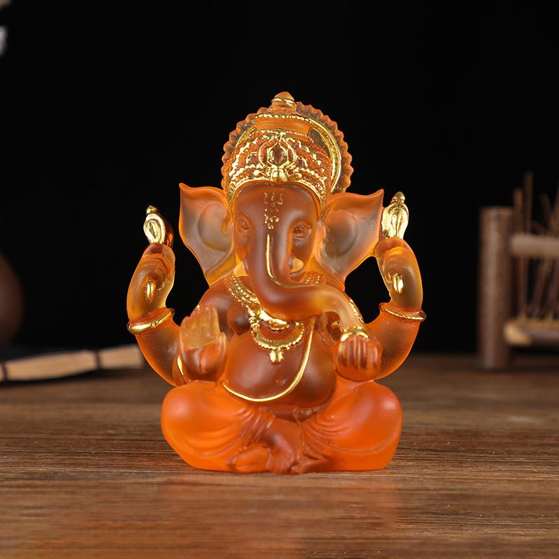 Clear Lord Ganesha Elephant Statue Hindu Resin Sculpture Home Garden Buddha Figurine Decoration