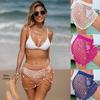 European-American Crochet Beach Cover-up Skirt: Hollowed Design, Bikini-ready, Hand-crocheted Seashell Style.