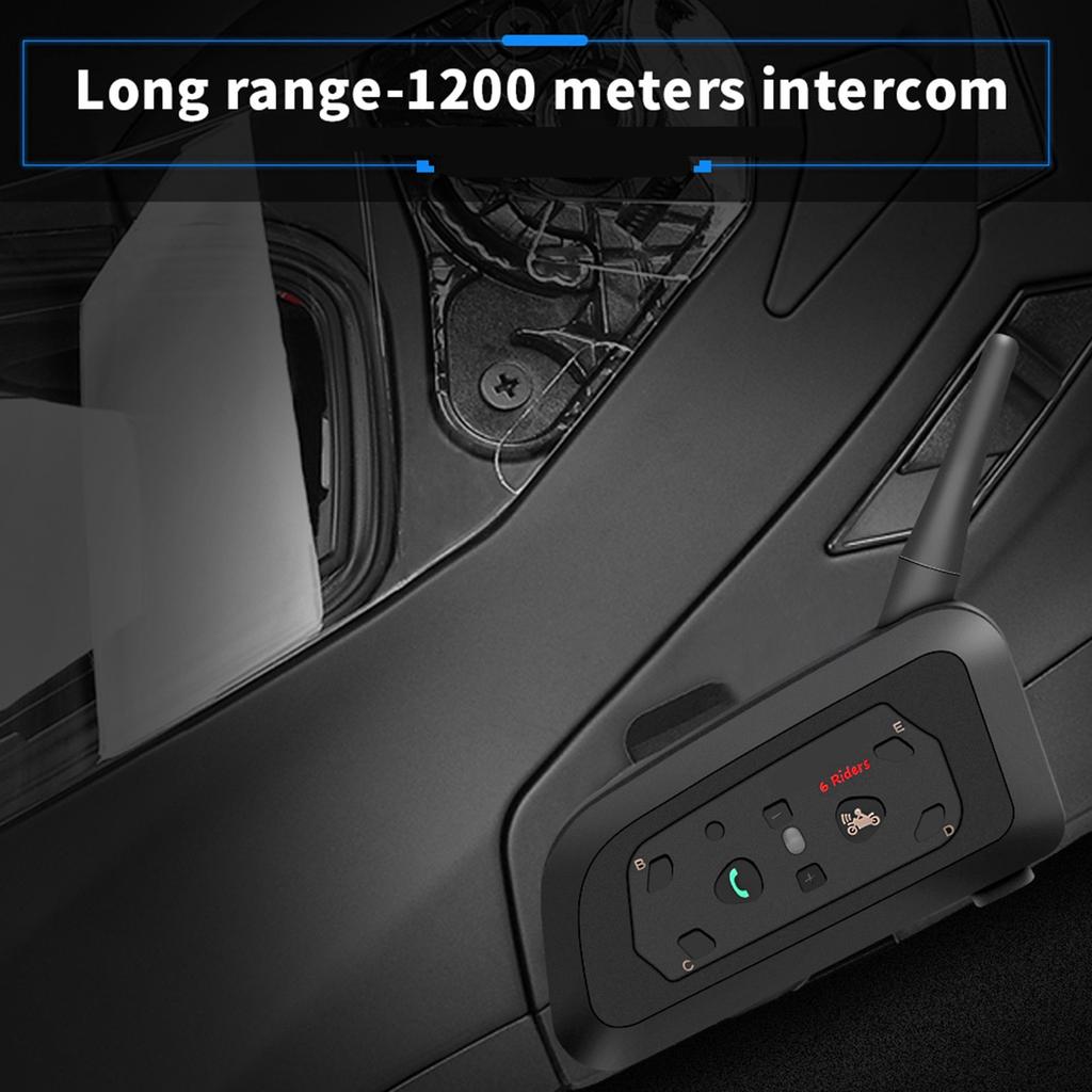 V6 Pro 1200M Motorcycle Helmet Bluetooth Intercom Headset for Referee 6 Users