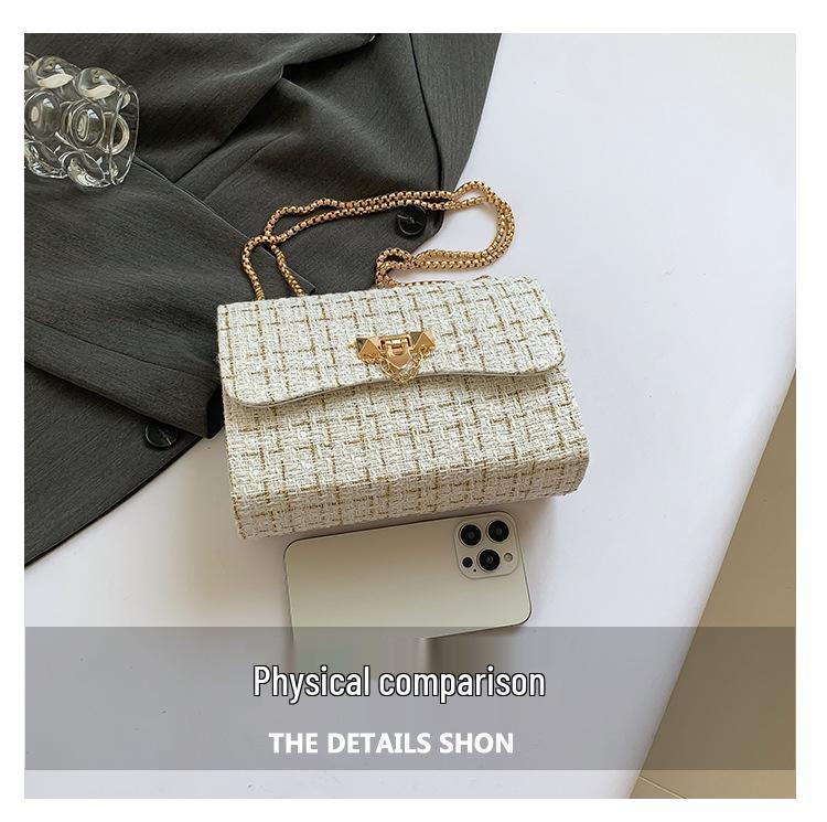 Женская шерстяная клетчатая сумка на цепочке - Универсальный стиль Весна/Лето 2024