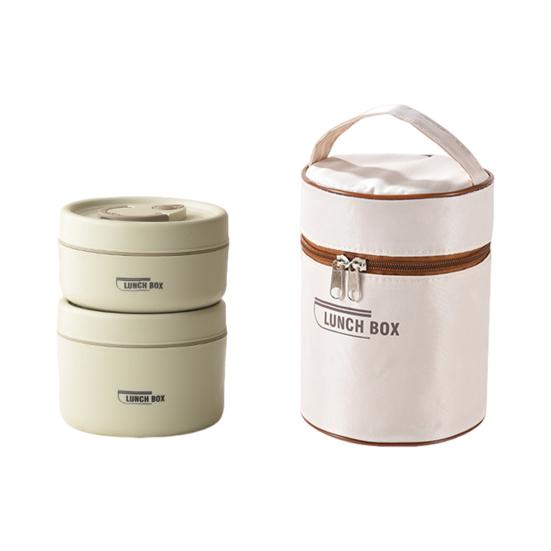 2 шт., нержавеющая сталь, ланч-бокс Bento с термосумкой, безопасный для микроволновой печи, герметичный контейнер для хранения продуктов, штабелируемый круглый термоланч-бокс для школьных занятий
