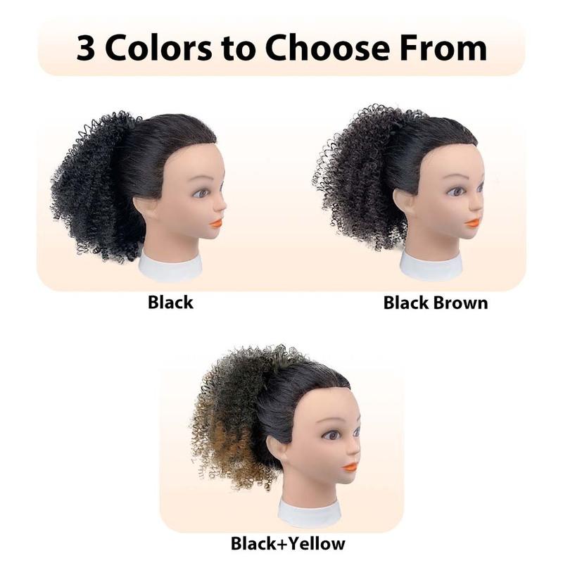 Women's African Curly Drawstring Ponytail Wig, Synthetic Fiber Wig, Suitable for Everyday Wear and Parties
