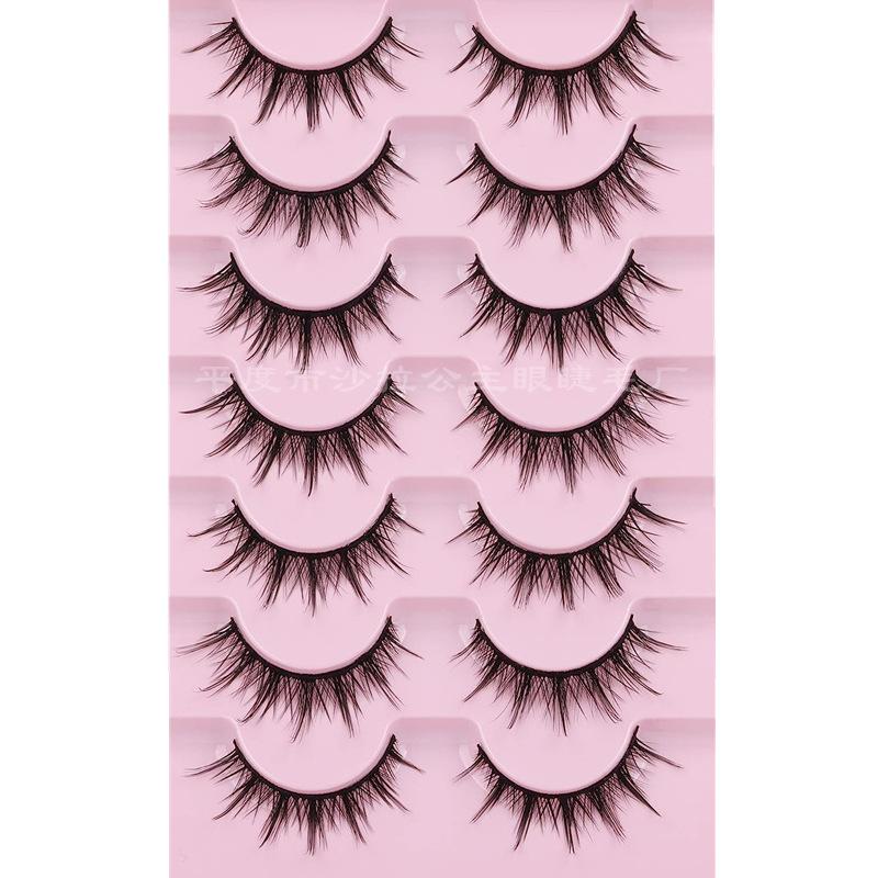 Seven Pairs Of Anime Eyelashes False Eyelashes, Exaggerated Thick Curled Eyelashes, Black Stem One Piece False Eyelashes
