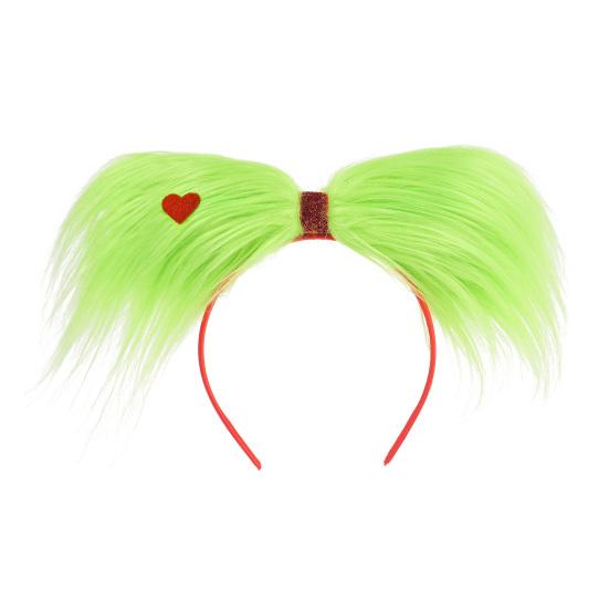 Рождественский ободок для волос с зеленым пушком, легкий праздничный ободок, универсальный аксессуар для волос для косплея