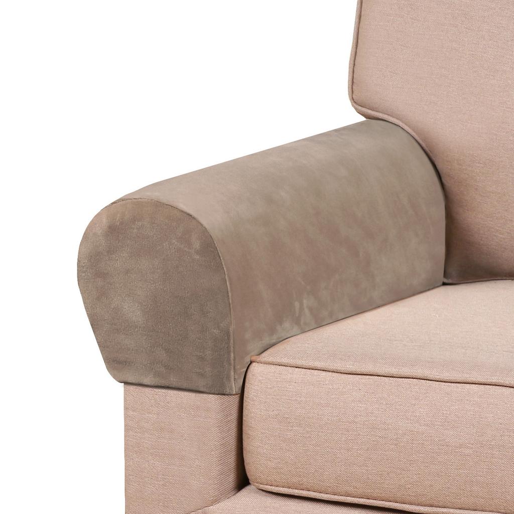 2026 Velvet Armrest Cover All-inclusive Sofa Thickened Silver Fox Velvet Protective Cover Elastic Solid Color Cover Two-piece Set